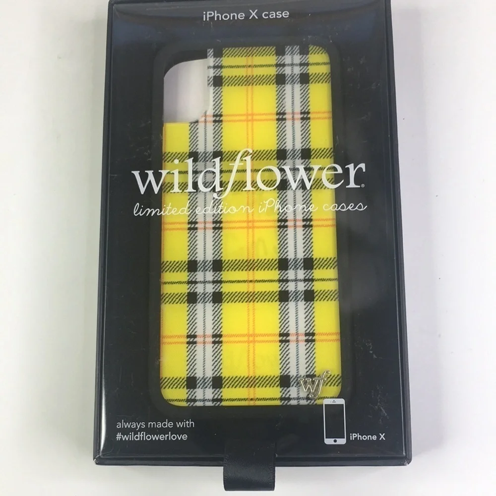 New Wildflower IPhone X Yellow Black Plaid Case